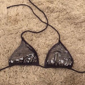 Wet Seal grey sparkly triangle shaped bikini top